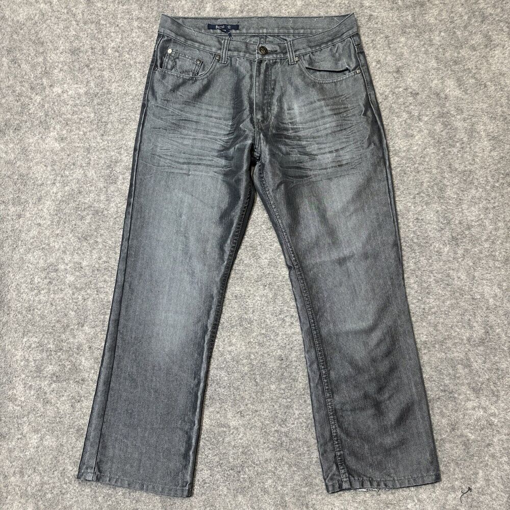 Vintage Sacred Cult Reflective Metallic Bootcut Jeans Mens Size 34x30 Silver‎